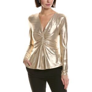 Carla Ruiz Womens  Metallic Ruched Top, Metallic
